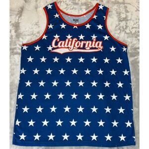 Home Free Tank Top Men Large Blue California Star Print Patriotic Americana